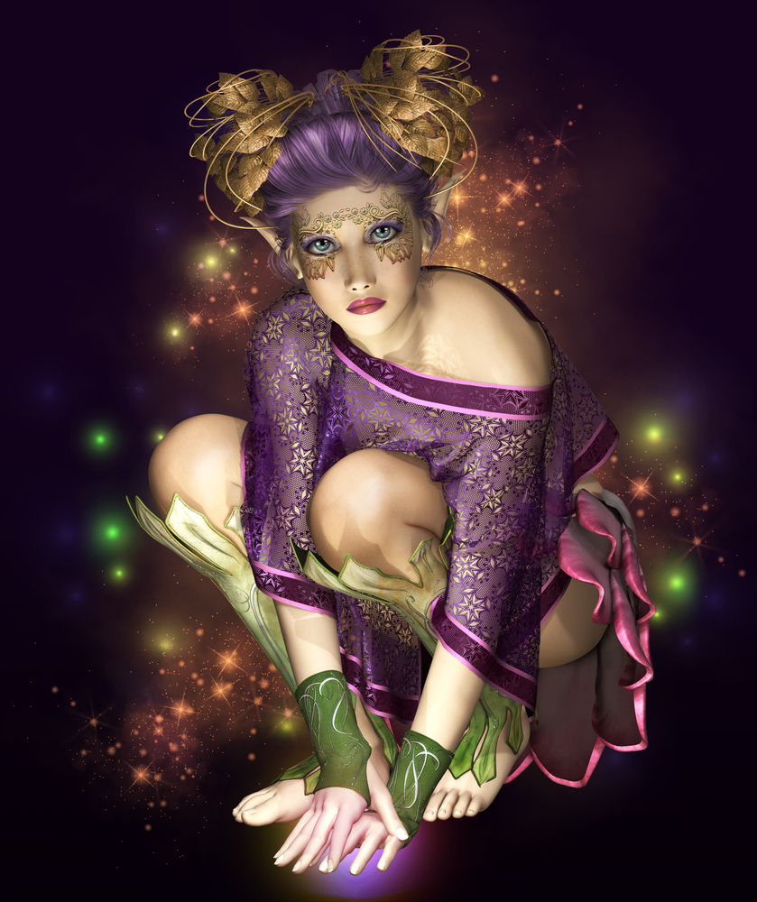 3D purple & golden fairy